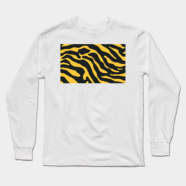 Tiger Skin Pattern Face Mask Sunglow Long Sleeve T-Shirt by MAGE